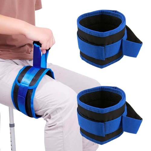 2-Pack Leg Lifter Strap after Knee Surgery Hip Replacement, Thigh Lifter Strap with Padded Grip and Pull up Assistance Belt, Leg Lifters for Elderly Disabled Getting Legs in and out of Bed, Wheelchair