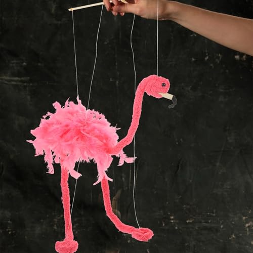 image for LUOZZY 2 Pcs Plush Flamingo Marionette Puppets Doll with Wood Sticks S