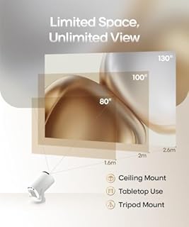 [App integrata] 2026 Mini Proiettore HY300Pro Proiettore Portatile 4K 1080P Supporto, Videoproiettore con WiFi 6 BT 5.4, Auto Keystone Rotabile 180° Compatibile HDMI/TV Stick/USB/PS5/Laptop
