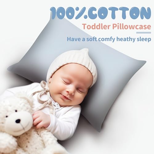 Image of 100% Egyptian Cotton Zippered Toddler Pillowcases Set of 4, 600 Thread Count Small Pillow Cases, Super Soft and Breathable Pillow Protector, 13x18 Inches (Gray, Toddler)