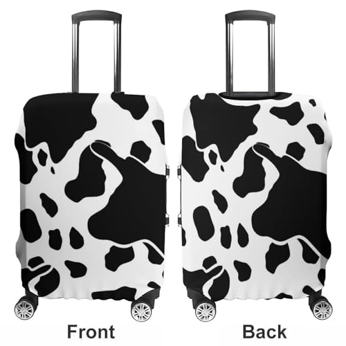 Black And White Cow Print Luggage Cover Personalization Suitcase Covers Protector Elastic Washable Baggage Cover Anti-Scratch For Traveling, Aircraft Consignment S3