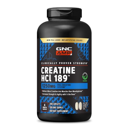 GNC AMP Creatine HCl 189 Pills, Supports Strength & Muscle Building, Athletic Performance, Energy...