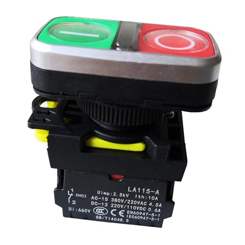 LA115-A5-11RD1 Interruptor pulsador de descarga iluminado momentáneo, impermeable, 1NO LB 1NC, 220 V, M22, for de control de bombas