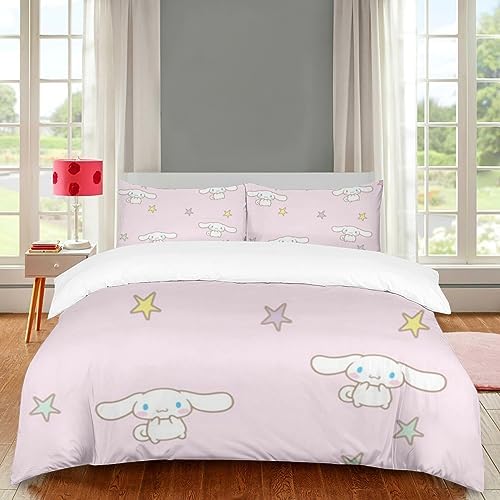 RIDD Cinnamoroll Bedding Duvet Cover Set – Super Soft and Lightweight Quilt Cover Set for Kids with Pillowcase – Cute and Breathable Microfiber Bedding Girls Bedroom Decor