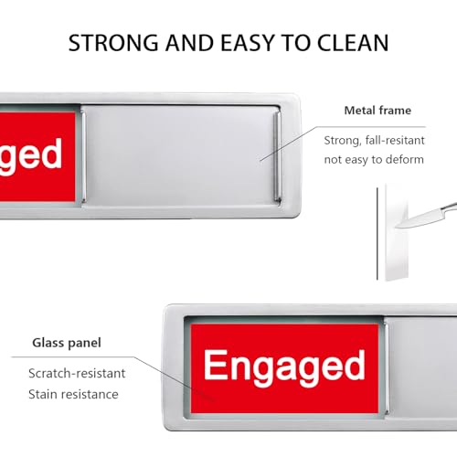 Image of Free /Engaged Sign,Magnetic Slider Door Signs For Home, Office Restroom Conference Hotels,Easy To Read, Non-Scratch In Use Available Sign Slider Door Indicator Tells Whether Vacant Occupied-7'' x 2'' - Silver