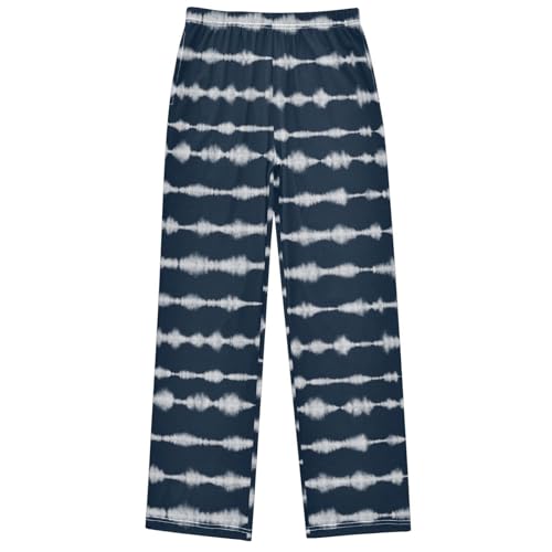 Boy's Pants Indigo Blue Tie-dye Jogger Pants Elastic Waist Long Bottoms Trousers with Pockets 6-14 Years