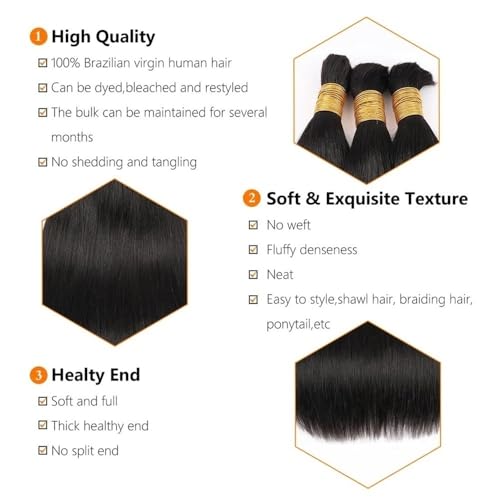 Extensiones de cabello para trenzas africanas de pelo liso brasileño a granel de 16'' 2