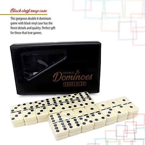 image for ERLLE Dominos Set Game. Premium Classic 28 Pieces Double Six Domino. D