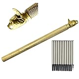 Lopenle 1 PCS Solid Brass Pen Novelty Cat Pens Metal Animal Gel Pens Cat Head Pen with 12PCS Replace