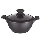 Glasdeckel mit Silikonrand und der Griff ist aus Bakelit