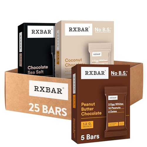 RXBAR Protein Bars, 12g Protein, Gluten Free Snacks, Chocolate Lovers Variety Pack (5 Boxes, 25 Count)
