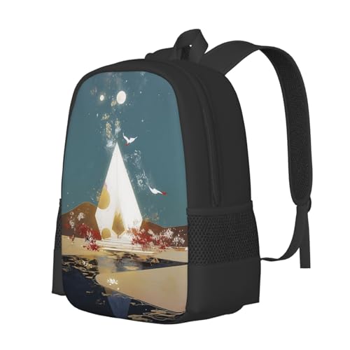 Stylish Unisex 17 Inch Backpack Moon Crane Pyramid Lake Spacious Compartments for Work Essentials Casual Outings & Trips2