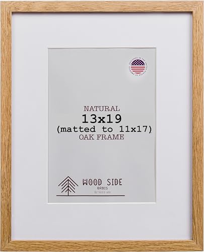 Oak Wood Picture Frames 13x19 with Mat 11x17 - Natural Solid Wood Poster Art Photo Frame Wall Hanging
