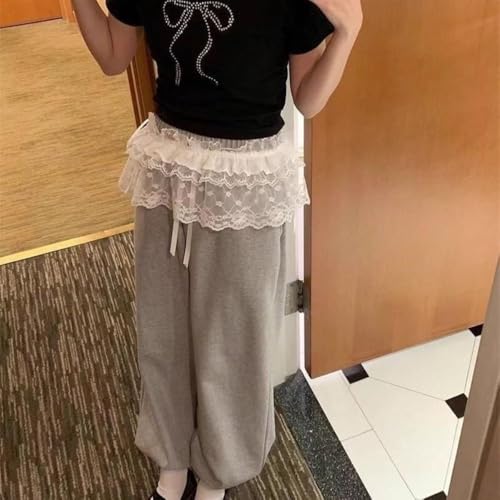 Ruched Skirts Harajuku Embroidered Flower Lace Mini Skirt See Through Butt Curtain Jeans Decoration(White)3