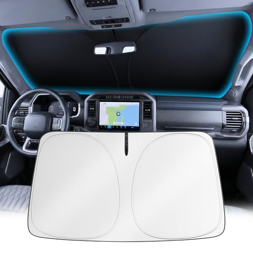 Image of Wigoo 2026 Upgrade Universal Car Windshield Sun Shade [100% Light Block, Durable 210D Oxford] Foldable Heat Insulation Interior Sun Visor to Keep Interior Cool with Storage Bag, XXL(75 inchx37 inch)