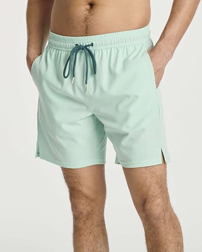 Real Essentials 3 Pack: Men's 7" 2 in 1 Swim Trunks with Compression Liner - Quick Dry Bathing Suit Swimwear Board Shorts3