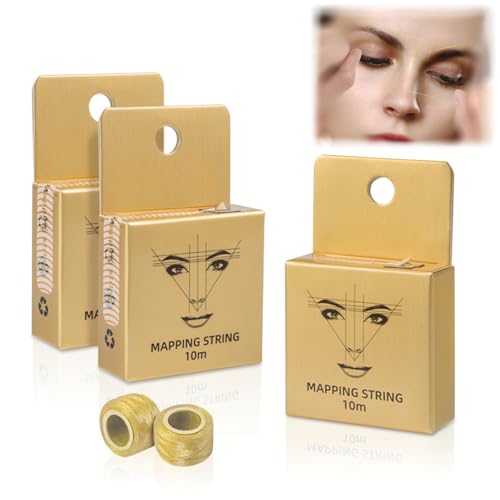10M Gold Ink Tattoo Thread, Microblading Mapping Pre-Ink String, for Makeup Eyebrow Dyeing Linen Thread, Semi-Permanent Positioning Measure Tools