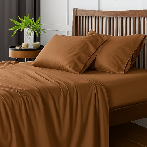 Image of Bedsheets for Single - 60X90 Inch Bed - Microfiber Plain Chocolate Bed Sheet Include Pillow Cover, Ultra Soft | for Home, Hotel, Villa, Resort and Guest House