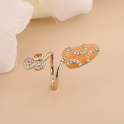 Xerling Dainty Finger Nail Cap Cover Rings For Women Boho Gold Finger Tip Rings Pinky Rings For Teen Girls Zircon Rhinestone Nail Rings Aesthetic (Type B-Orange) #TOP5