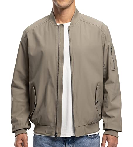 YSENTO Men's Bomber Jackets Windbreaker Lightweight Active Performance Track Running Jackets Khaki 3X