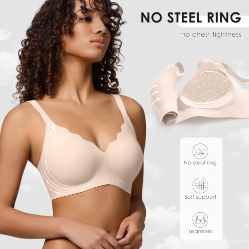 Image of Seamless Wireless Bra for Women with Support - No Underwire Full Coverage Push Up Comfort Bras - Back Fat Smoothing Bralette