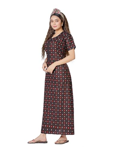 Image of PNAEONG Women's Cotton Printed Nighty Night Gown Maxi Free Size (Pack of 2)
