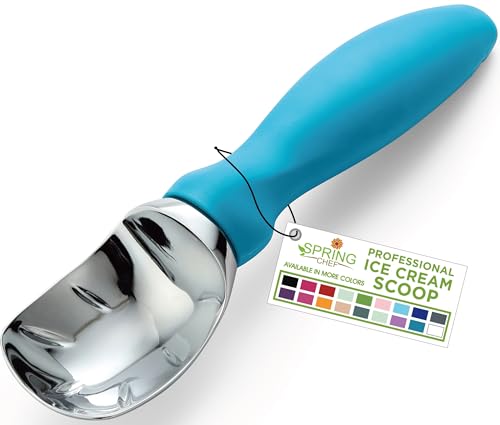Image of Spring Chef Heavy Duty Metal Ice Cream Scoop with Soft Grip Handle, Teal