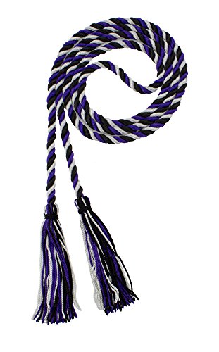 Image of Graduation Honor Cord - Black /Purple /Gray - Every School Color Available - Made in USA