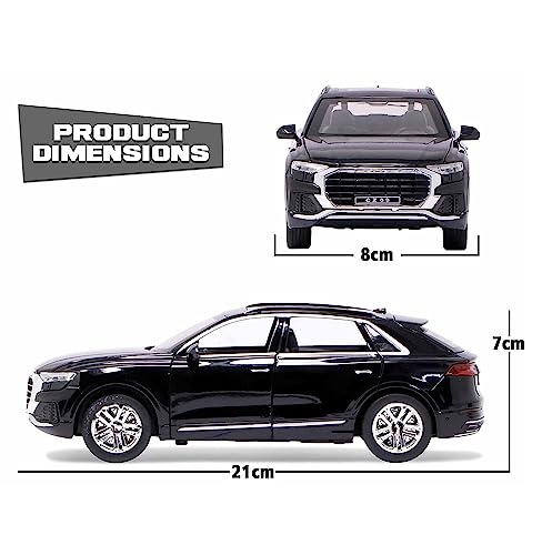 Image of Kids Toy car Playsets 1:24 Scale Die cast Metal Toy Car for Kids Q8 Pull Back Metal Cars with 4 Openable Doors Light and Musical Sound (Multi)