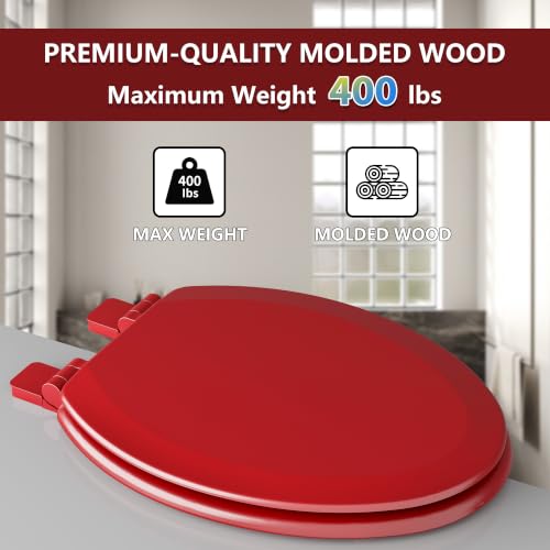 Image of Angol Shiold Slow Close Wood Toilet Seat（Red, Elongated 18.5''）