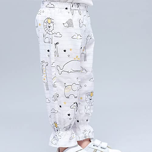Cartoon Print Striped Pants for Toddler Boys Casual Pants Kids Elastic Waist Trousers 1~7T (White, 6-7 Years)4