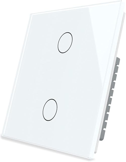LIVOLO Wall Intermediate Switch Touch Light Switch(No Neutral),Single Pole Bulb Wall Switch with LED Indicator,Scratch-Resistant Tempered Glass Panel,2 Gang 2 Way,White,VL-B602S-3WG