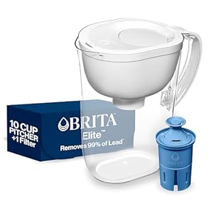 Brita Everyday Elite Water Filter Pitcher with SmartLight Filter Change Indicator, BPA-Free, Reduces 99% of Lead, Lasts Six Months, Includes 1 Filter, Large – 10-Cup, White
