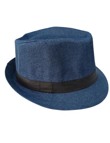 Image of BookMyCostume Blue Western Cowboy & Ballroom Style Hat | Fancy Dress Accessory for Dance, Stage Shows & Theme Parties For Kids
