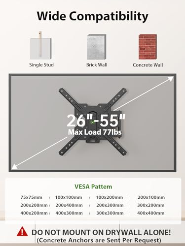 Usx Mount XMM006 Ul Listed Full Motion Tv Mount, Swivel Articulating Tilt Tv Wall Mount thumb #5