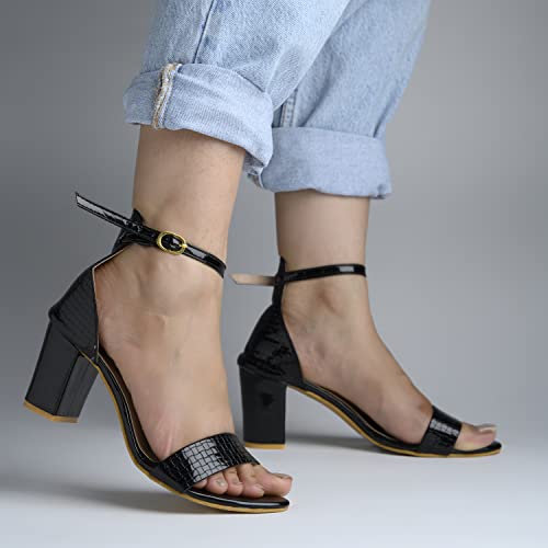 Image of Shoetopia Womens /Girls Woven Design Block Heels Sandals