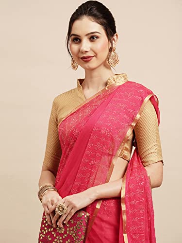 Image of AKHILAM Women's Knit Chiffon Woven Border Saree With unstitched Blouse Piece (DOLY32 Parent)