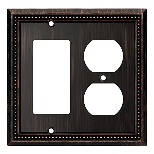 Image of Henne Bery Sunken Pearls Heavy Duty Decorative Wall Plate Switch Plate Outlet Cover (Decorator /Duplex, Aged Bronze)