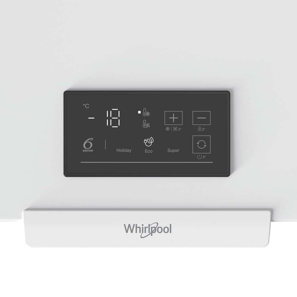 Whirlpool W3RHS37EW2 Congelatore a Pozzetto Bianco, 371 Litri, Statico, Classe E, Display Touch, Sistema di controllo Elettronico, 85x133x70,5 cm (AxLxP)