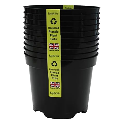 Kingston Tools Premium Recycled Plastic Garden Planter Pot - Heavy Duty Plant Flower Pots - Indoor Outdoor Home Décor Gardening Planters - Capacity: 3L, Black - Pack of 10 Cover