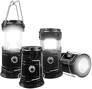 LED Solar Camping Lantern DIBMS LED Collapsible Portable Solar DC Rechargeable Lantern Flashlight Waterproof Survival Lights for Camping Hurricanes Emergencies Power Outages Homes Indoor Outdoor