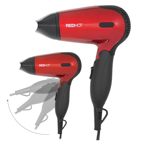 Red Hot 37070 1200W Travel Hair Dryer with Folding...