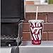 Rico Industries NCAA Virginia Tech Hokies Zebra Stripes 16oz Personalized Team Colored Glitter Travel Tumbler - Reusable Straw Included