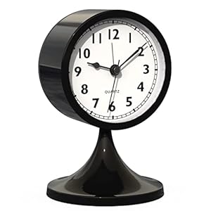 AYRELY 3 Cute Analog Alarm ClockSmall Retro Table Clock Battery OperatedSlient Metal Desk Clock with Light for Living Room DecorBedroomBedsideShelfBlack