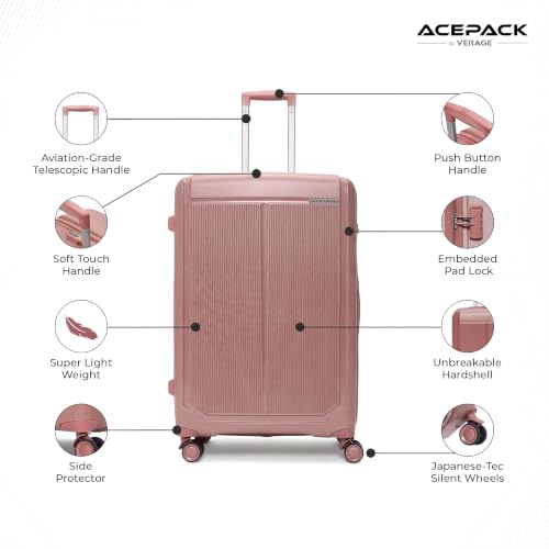 Image of ACEPACK - MEGATRON Set Of 3 Pieces (Small + Medium + Large) Trolley Bag, Lightweight Luggage Suitcase With Spinner 8 Wheel, Unbreakable Polypropylene Hard Shell, In-Built Number Lock, 3 Years Warranty