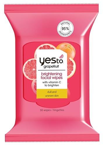 Yes To Grapefruit Brightening Facial Wipes, 30 Count, Cleanse & Brighten Skin
