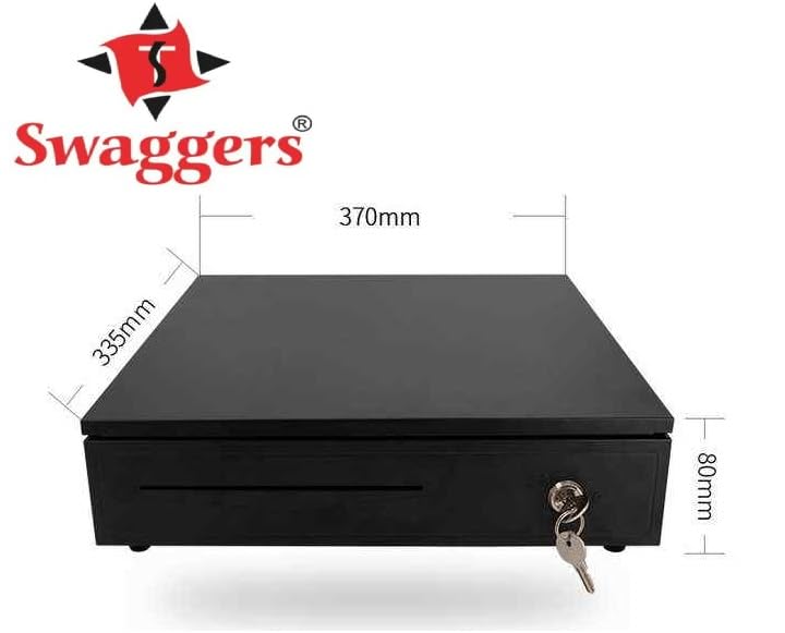 Image of swaggers Manual & Electronic Supreme Cash Drawer For Point of Sale (POS) System, 4 Bill & 2 coins (Removable Cash Tray) | Best use For Shops /bussiness /counter (Black Colour)