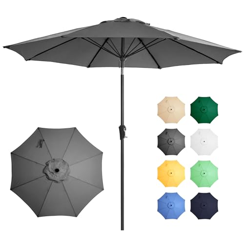 Ayge 9FT Large Outdoor Patio Umbrella Market Table Umbrella-UV Resistant, Easy Push Button Tilt and Crank, 8 Sturdy Fiberglass Ribs Heavy-Duty Pool Umbrella for Deck, Backyard,Garden, Yard