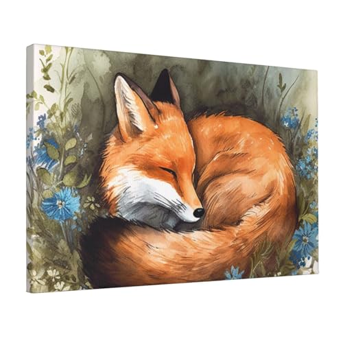 Toile murale renard zen pour creer un cocon douillet