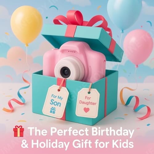 Image of Cots and Cuddles Kids Digital Camera for Boys & Girls | 1080P HD Video & 12MP Photo | Dual Lens, Rechargeable Toy Camera with Games & Filters for Kids Age 3-10 Years (Pink)